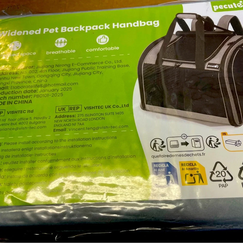 Pet backpack handbag